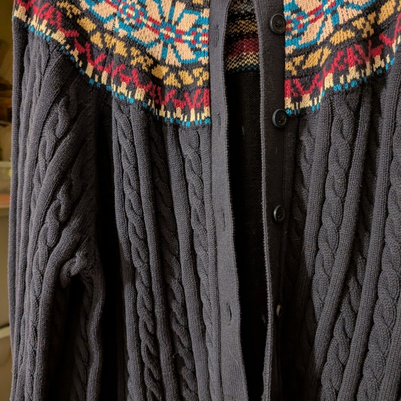 Woman Within Navy Cardigan with Colorful Pattern 3X New Without Tags - Picture 15 of 16